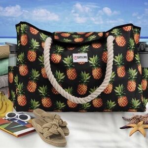 Sky Pineapple Pattern Tote Bag with Rope Handles